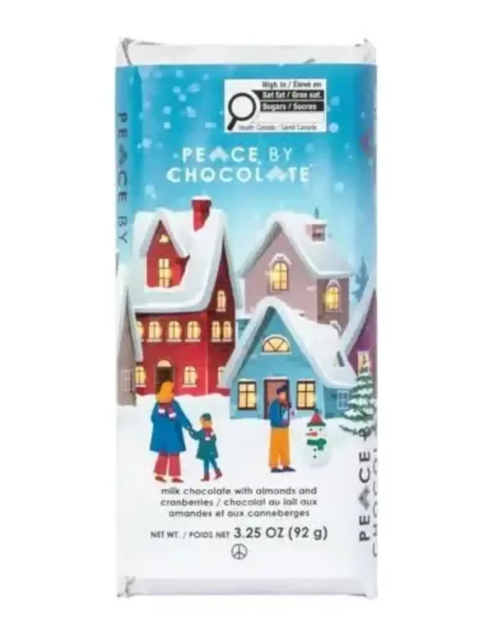 Canada Holiday Peace Bar Milk Chocolate with Almonds and Cranberries 92g