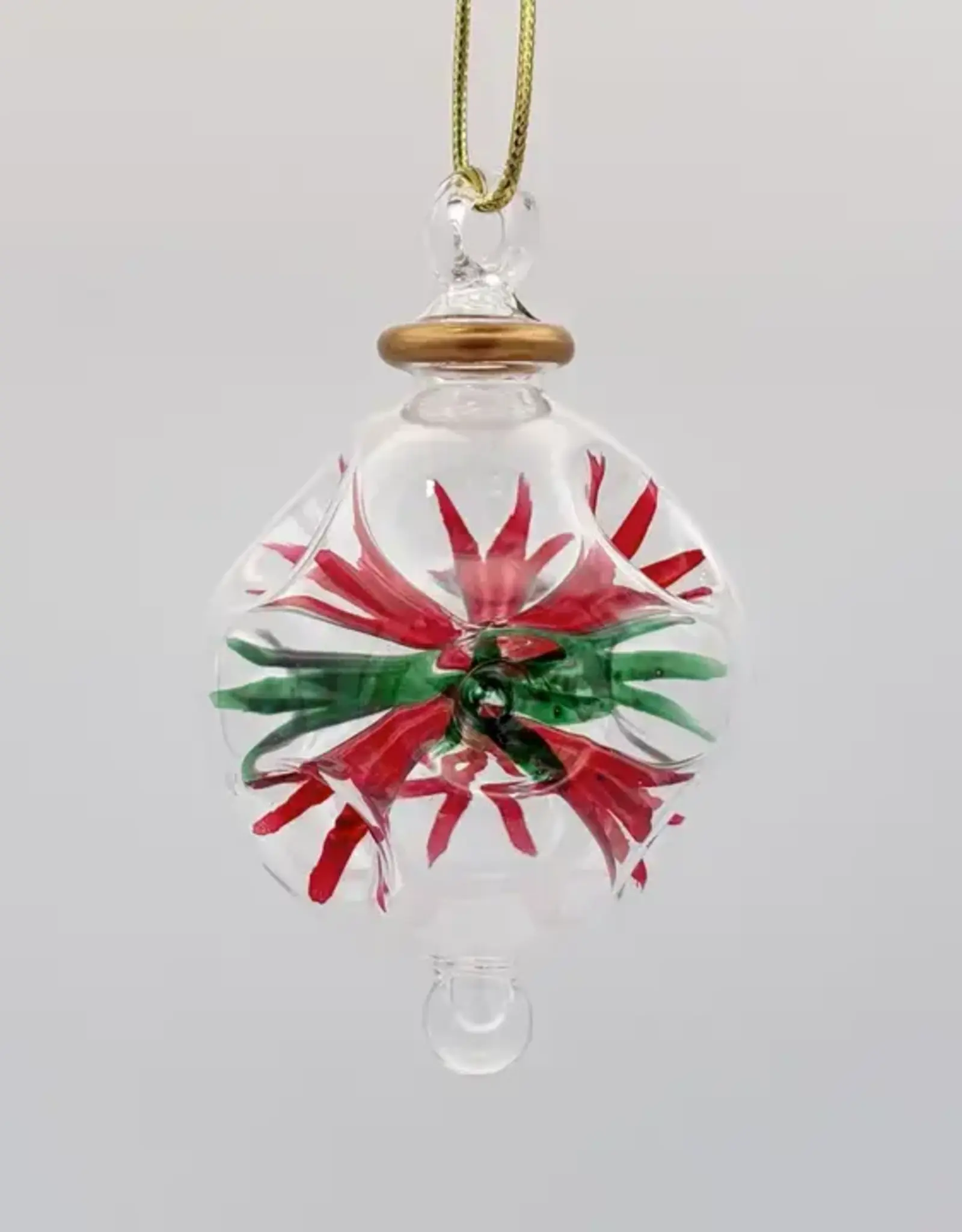 Egypt Blown Glass Small Green and Red Blossoms - Egypt