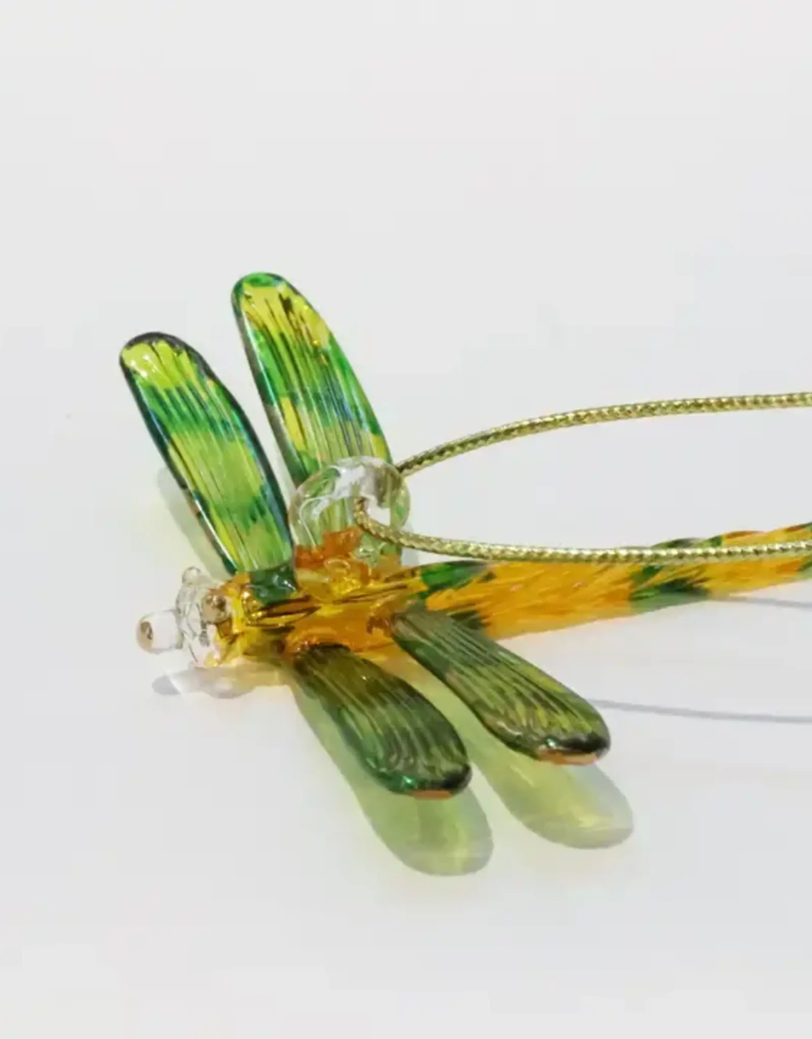 Egypt Blown Glass Dragonfly Yellow and Green Variegated - Egypt
