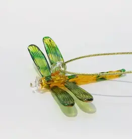 Egypt Blown Glass Dragonfly Yellow and Green Variegated - Egypt