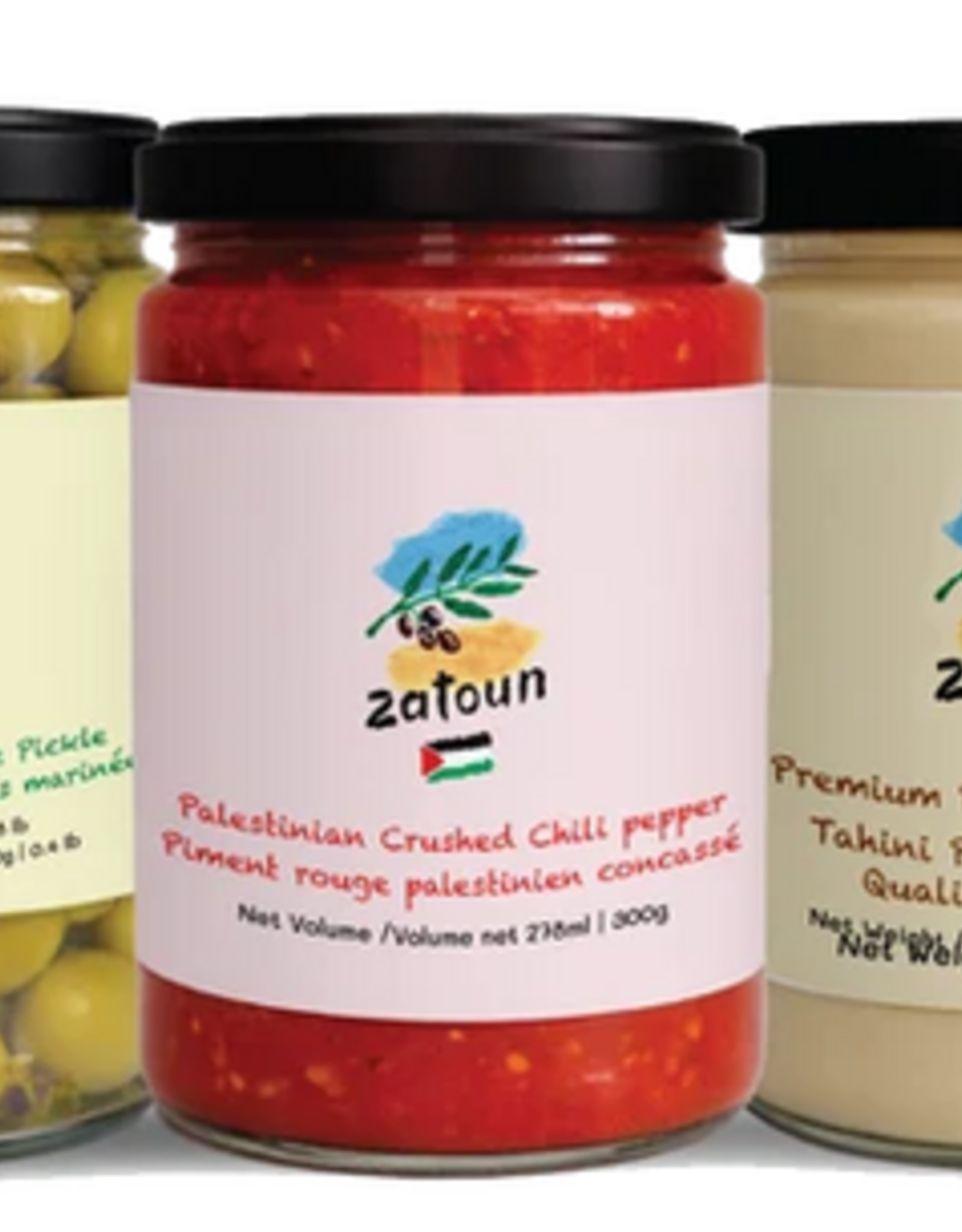 West Bank Zatoun Trio Box - Tahini, Chili Pepper Green Olives Palestine - West Bank
