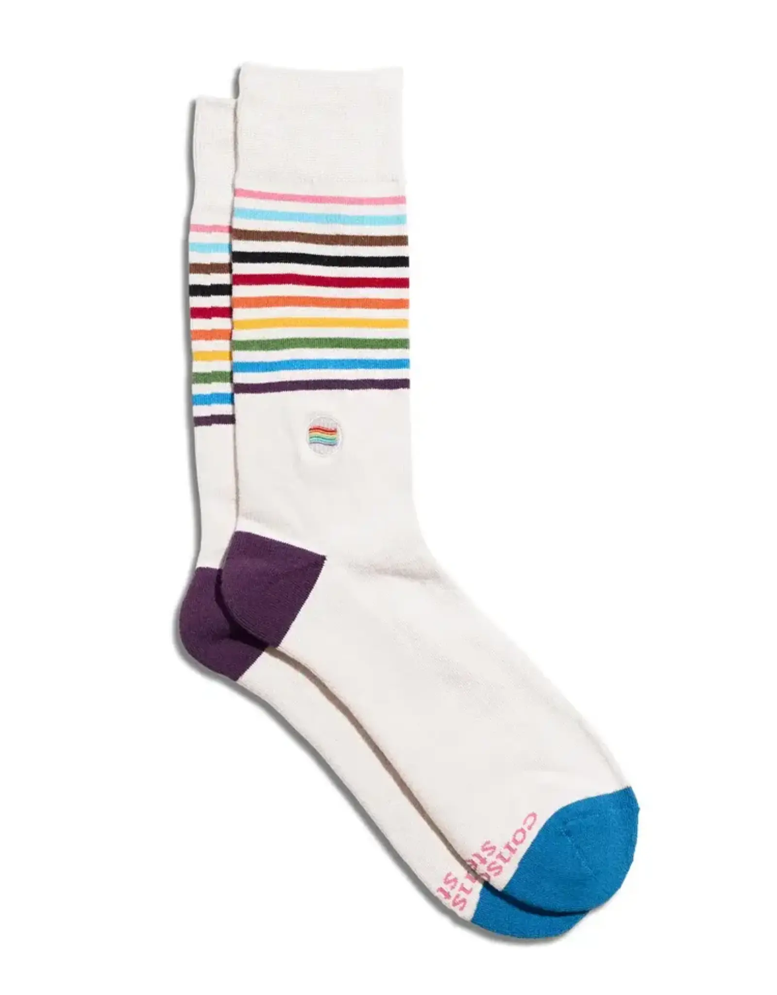 India Socks That Save LGBTQ Lives Rainbow Stripe Beige M - India