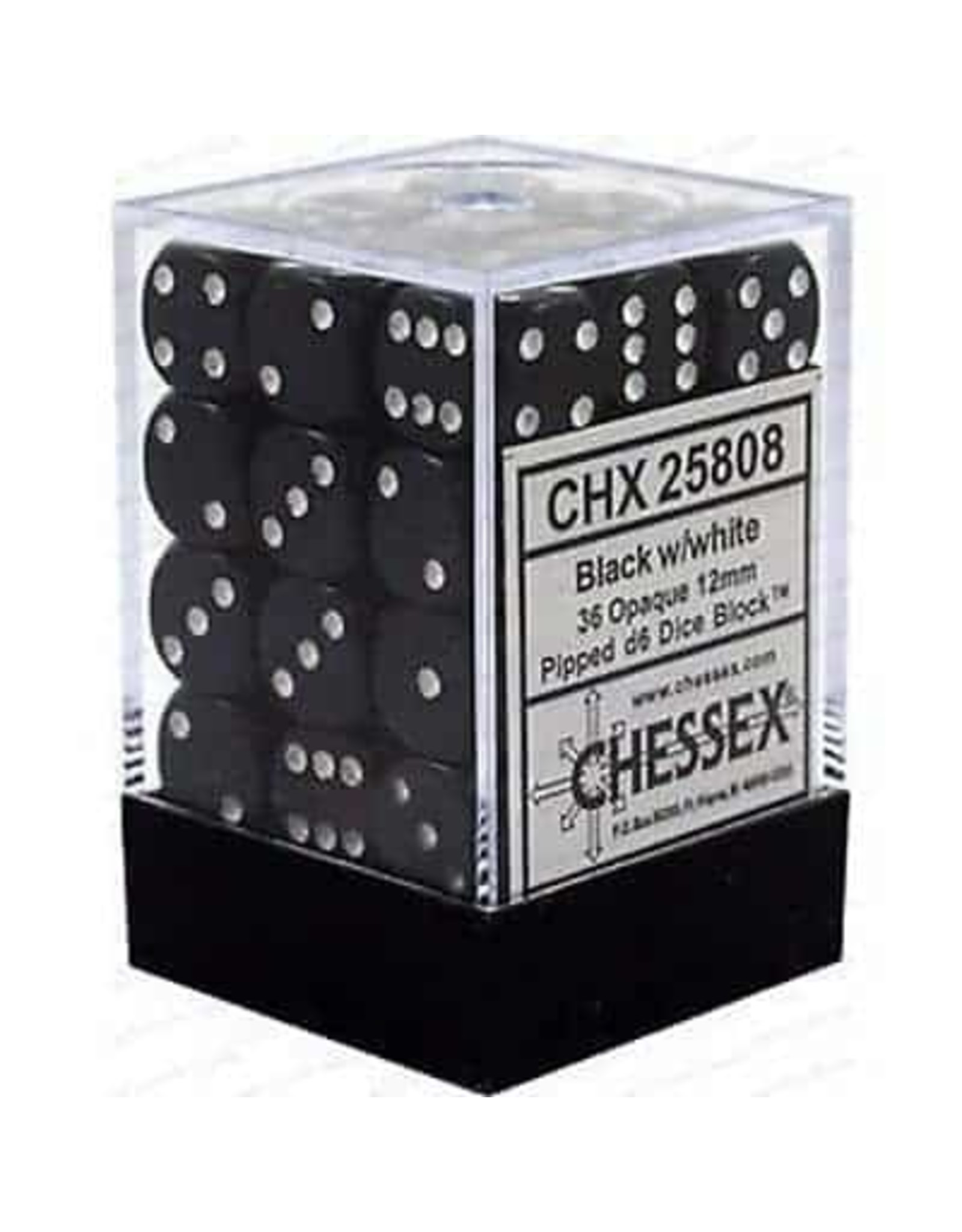 Chessex d6Cube12mmOP BKwh (36)