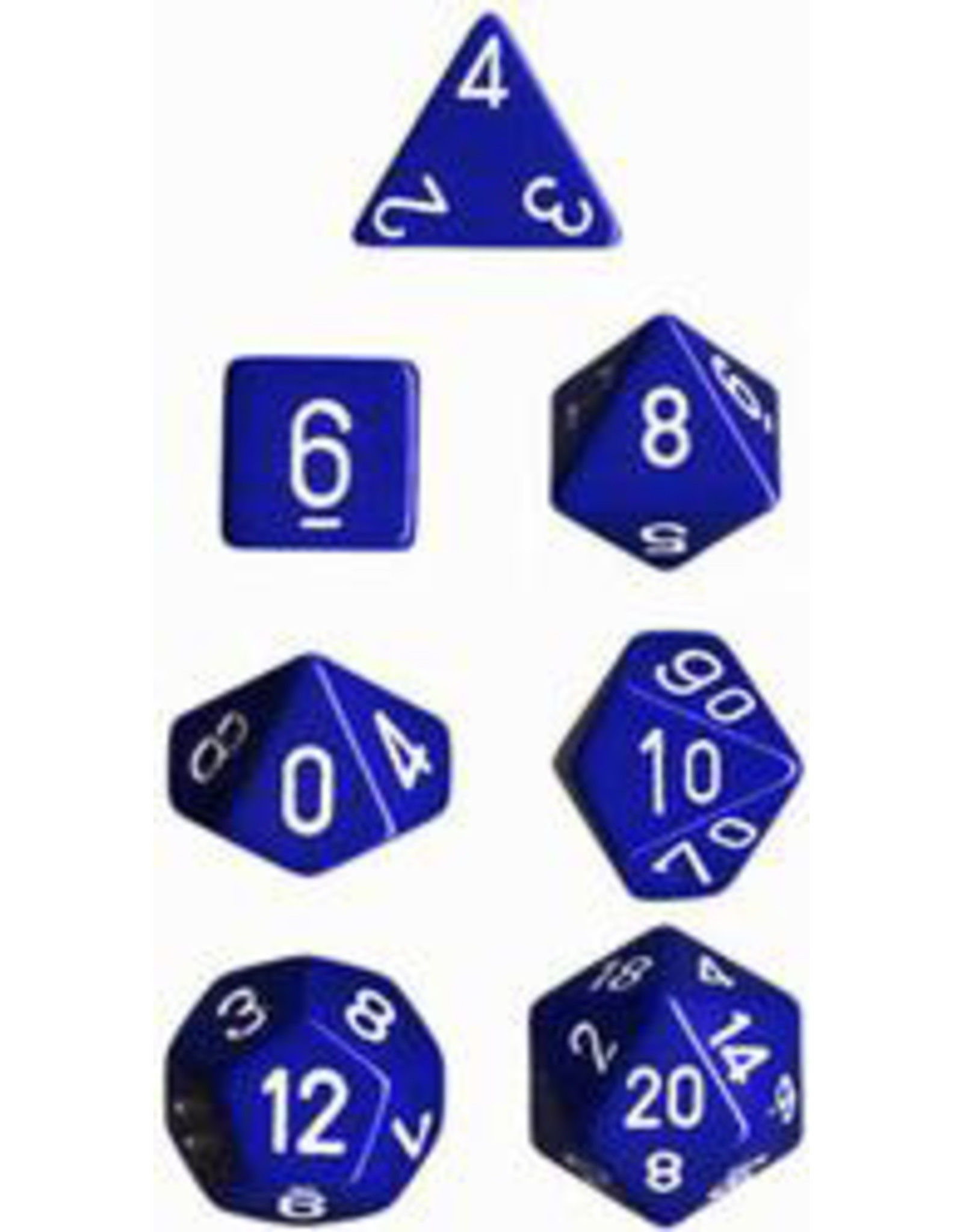 Chessex 7-Set Cube Opaque Blue with White