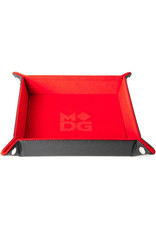 Metallic Dice Games Velvet Folding Dice Tray with Leather Backing 10in x 10in Red