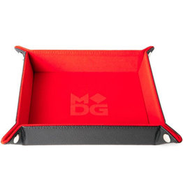 Metallic Dice Games Velvet Folding Dice Tray with Leather Backing 10in x 10in Red