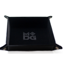 Metallic Dice Games Velvet Folding Dice Tray with Leather Backing 10in x 10in Black