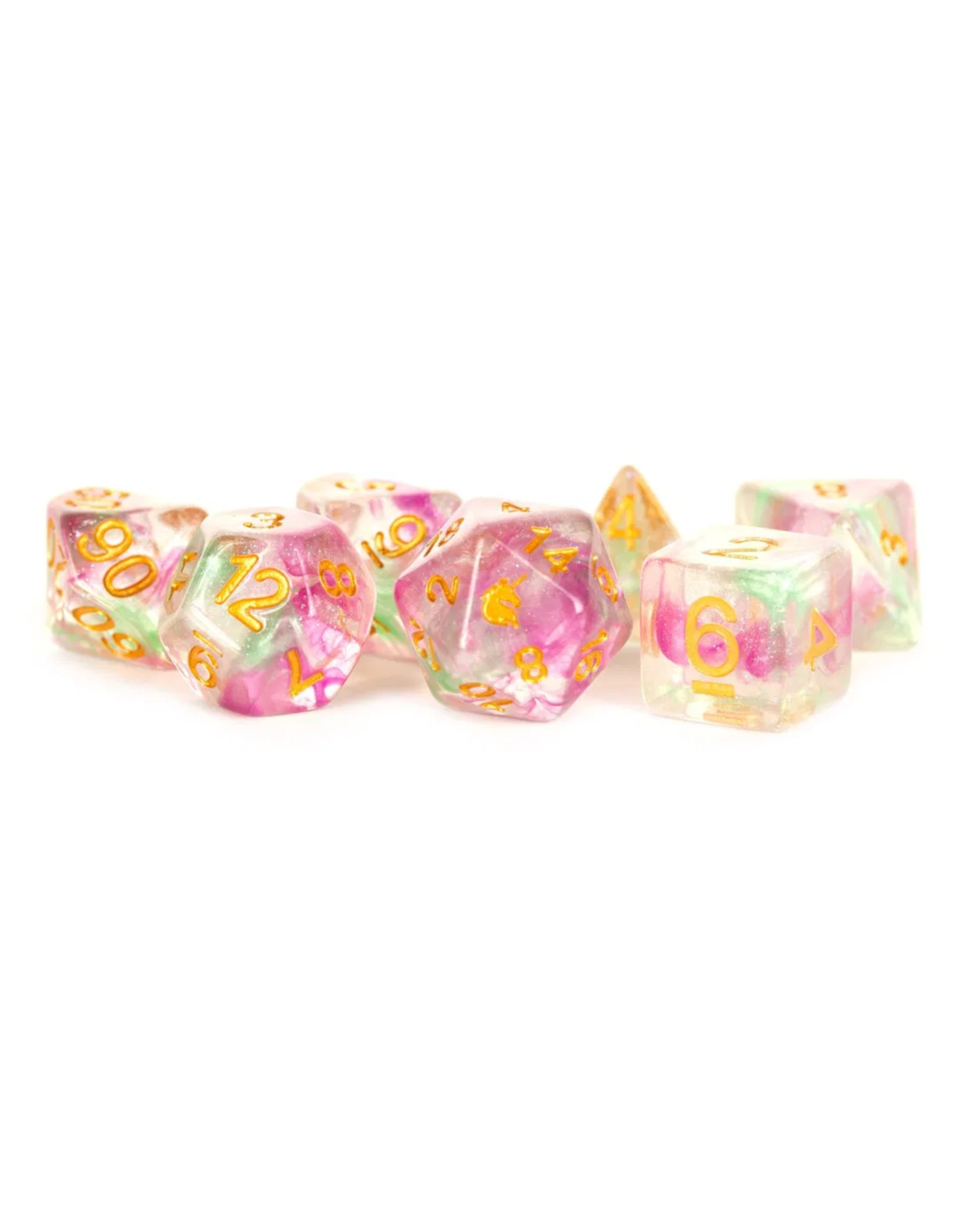 Metallic Dice Games 7-Set: Unicorn: Celestial Blossom