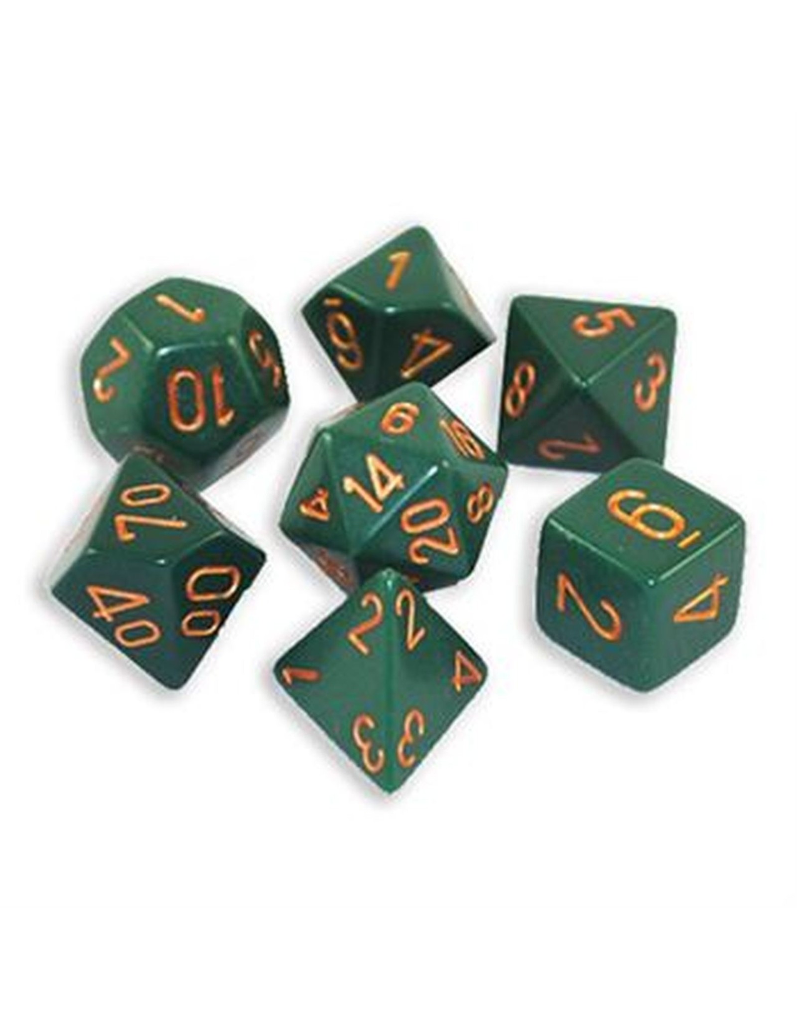 Chessex 7-Set Polyhedral Opaque Dusty Green copper