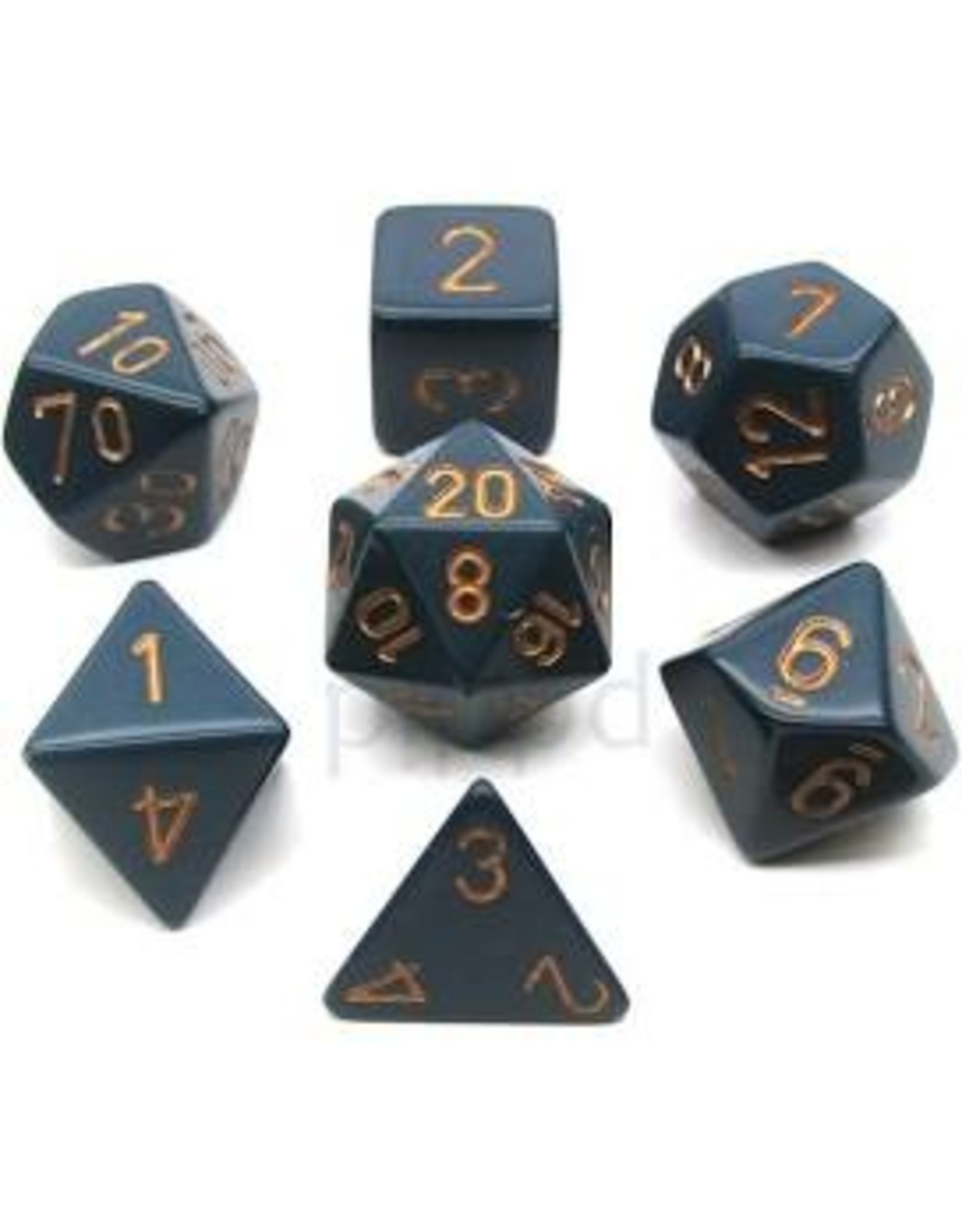 Chessex 7-Set Polyhedral Opaque Dusty Blue w/copper