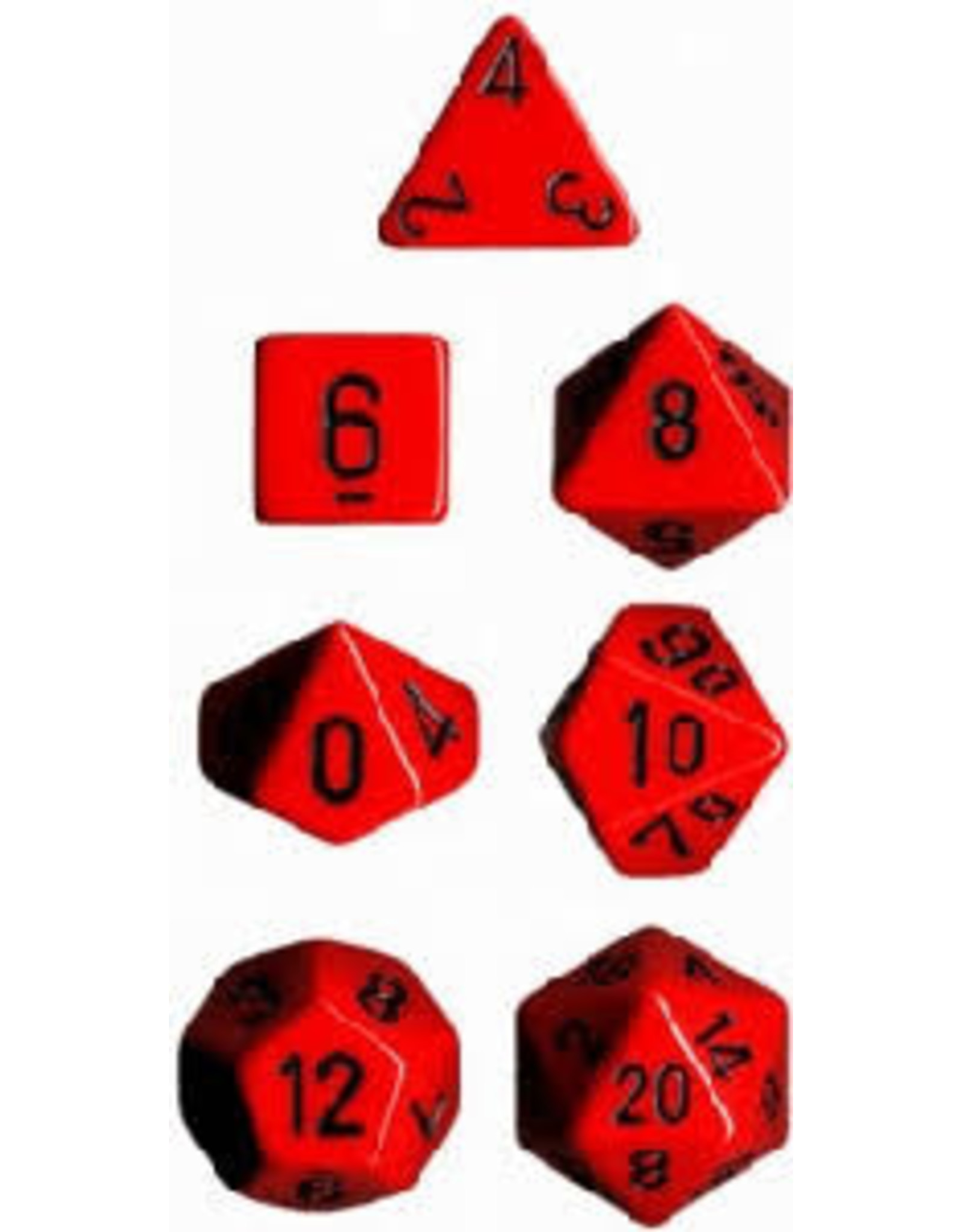 Chessex 7-Set Cube Opaque Red with Black
