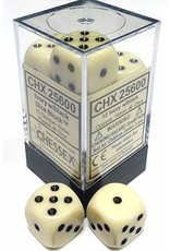 Chessex d6 Cube 16mm Opaque Ivory with Black (12)