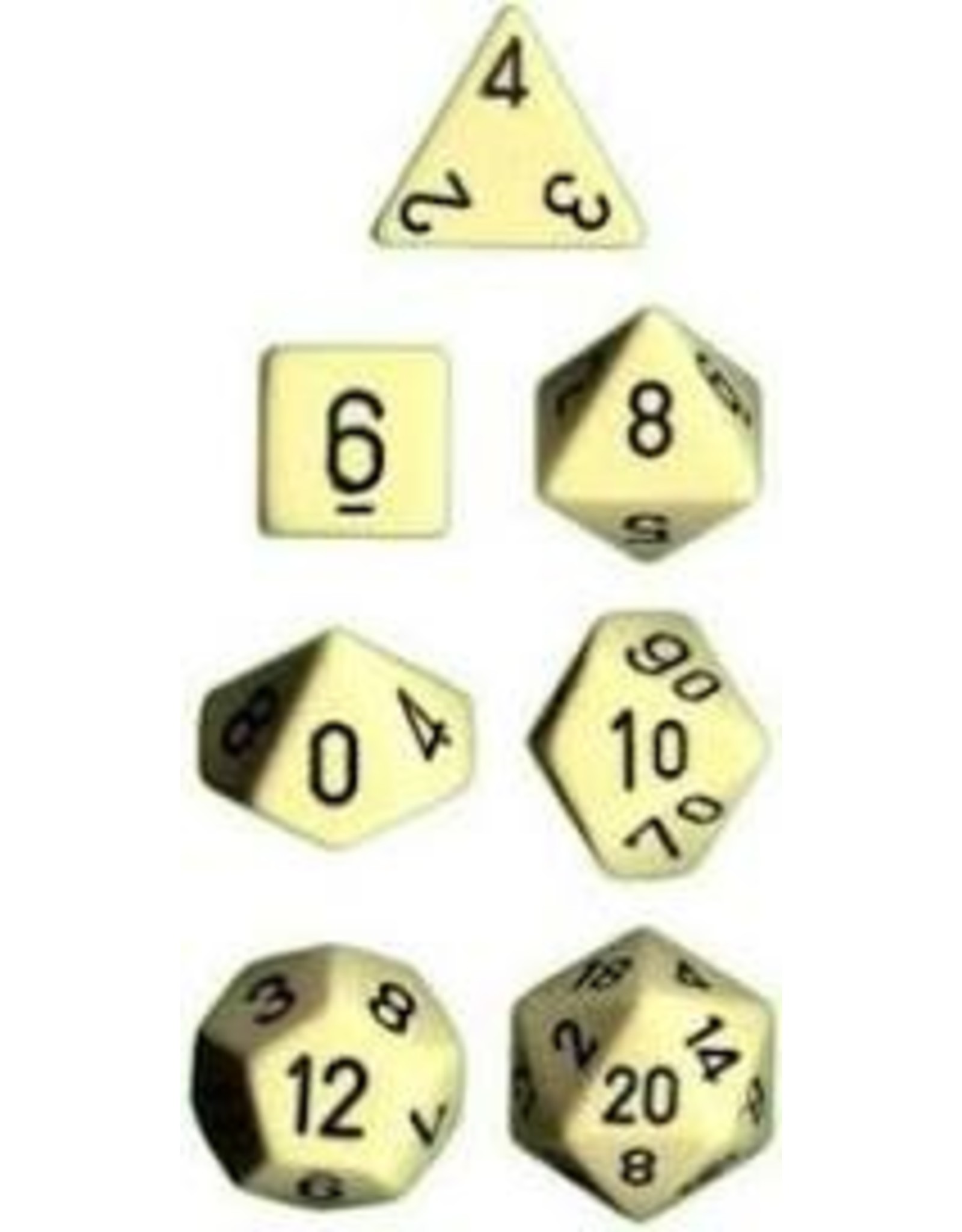 Chessex 7-Set Polyhedral Cube Opaque Ivory/Black