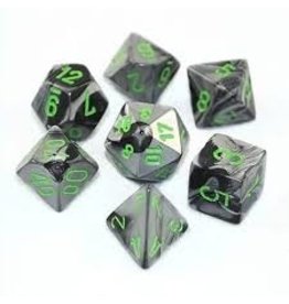 Chessex 7-Set Cube Gemini Black and Grey with Green