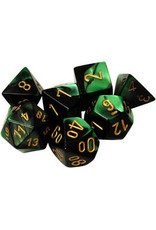 Chessex 7-Set Polyhedral Gemini 4  Black Green/gold