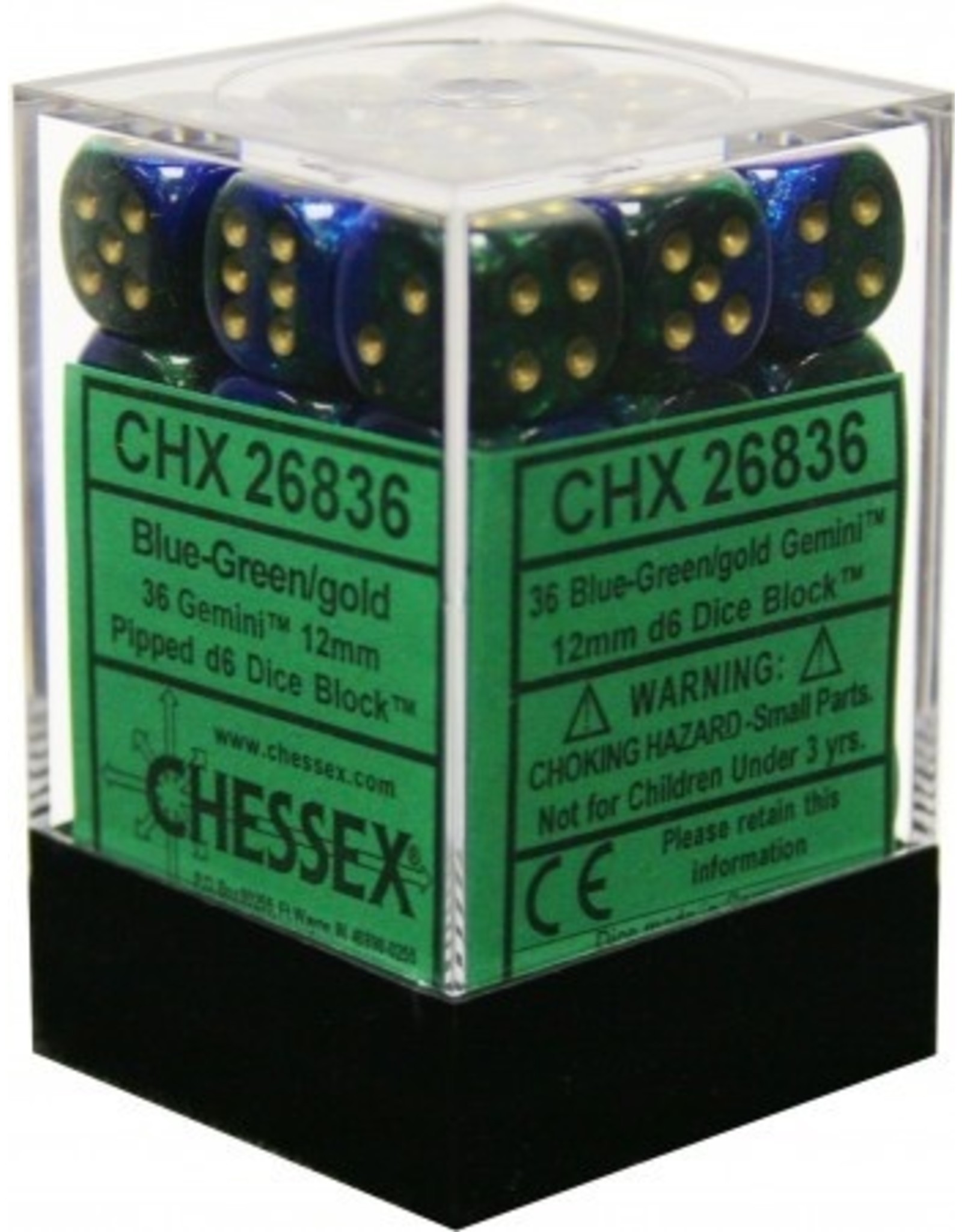 Chessex d6Cube12mmGemini#3 BUGRgd (36