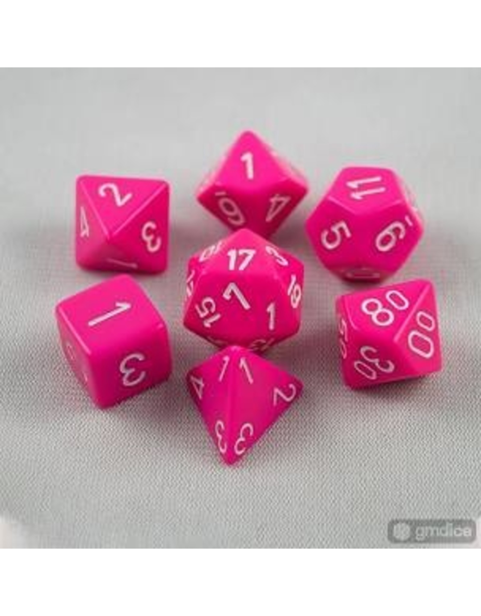 Chessex 7-Set Cube Opaque Pink with White