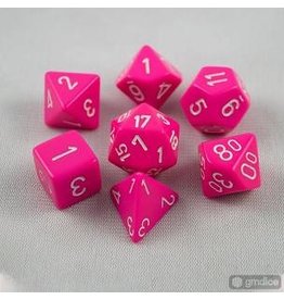 Chessex 7-Set Cube Opaque Pink with White