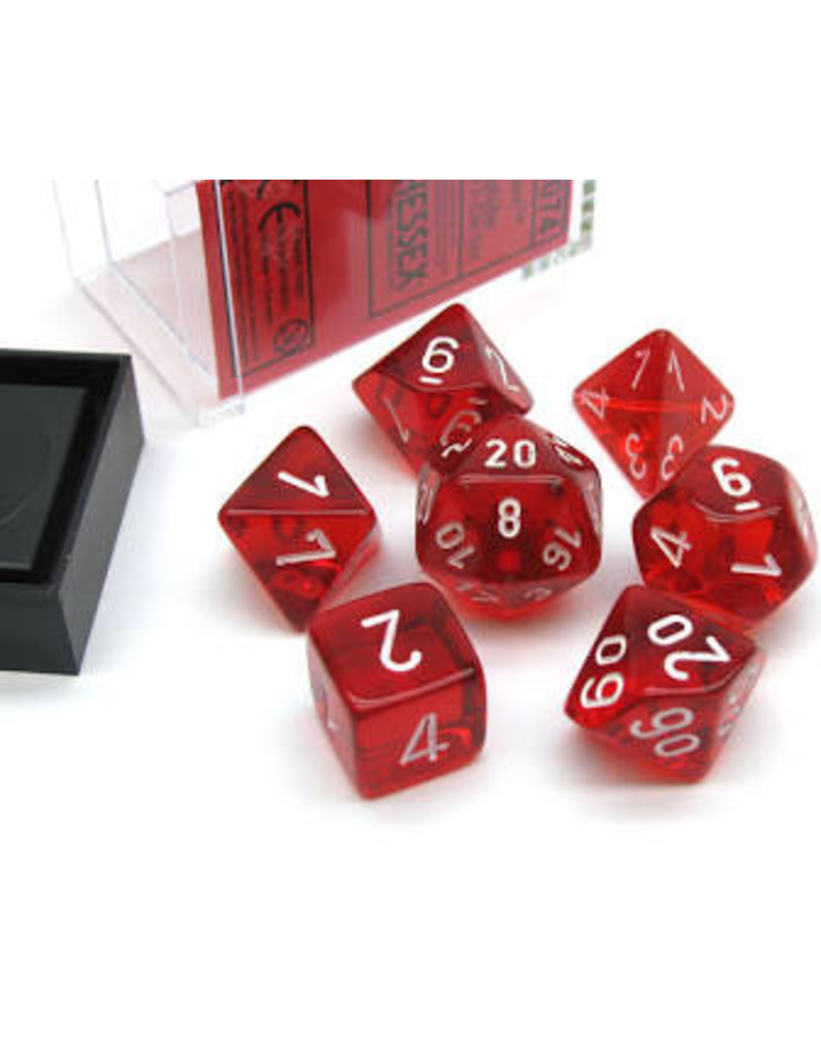 Chessex 7-Set Cube Translucent Red with White