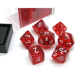 Chessex 7-Set Cube Translucent Red with White