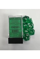 Chessex 7-Set Cube Translucent Green with White