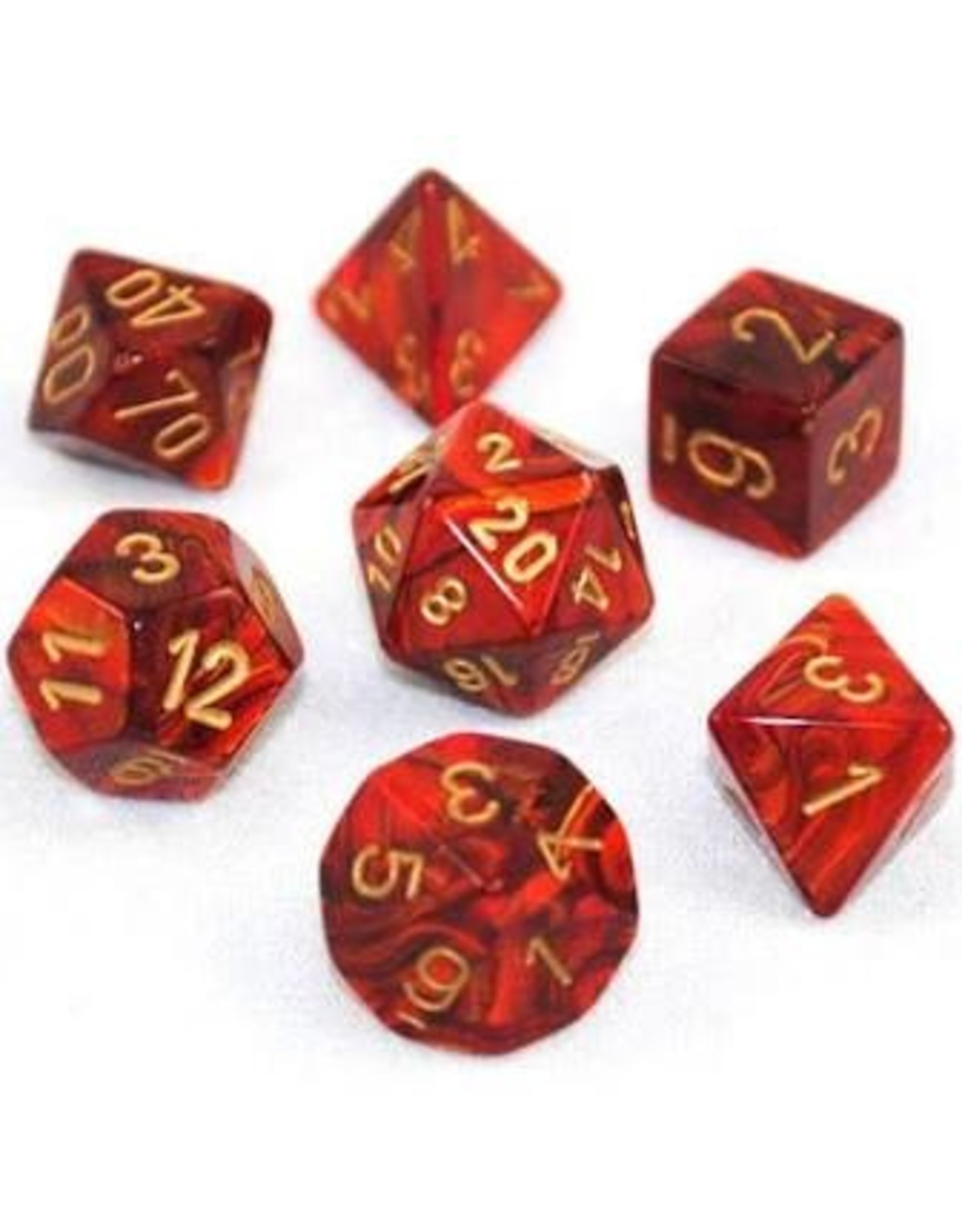Chessex 7-Set Polyhedral Scarab Scarlet /Gold