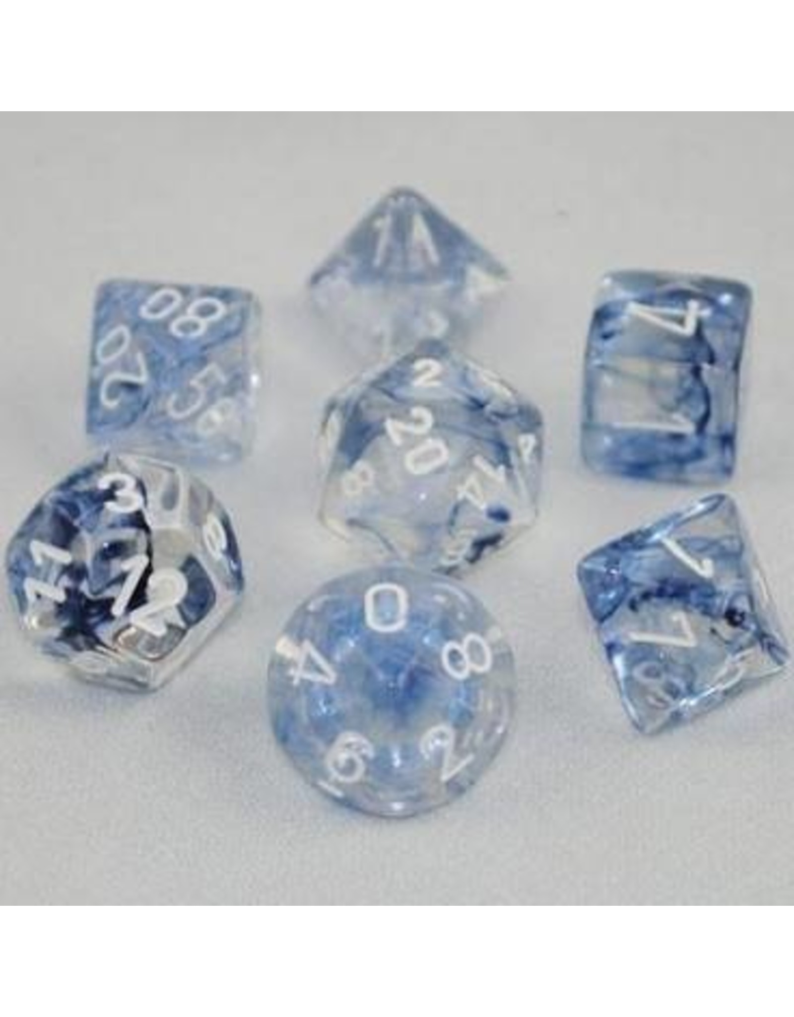 Chessex 7-Set Cube Nebula Dark Blue with White