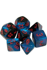 Chessex 7-Set Polyhedral Cube Gemini#7 Black Starlight Red