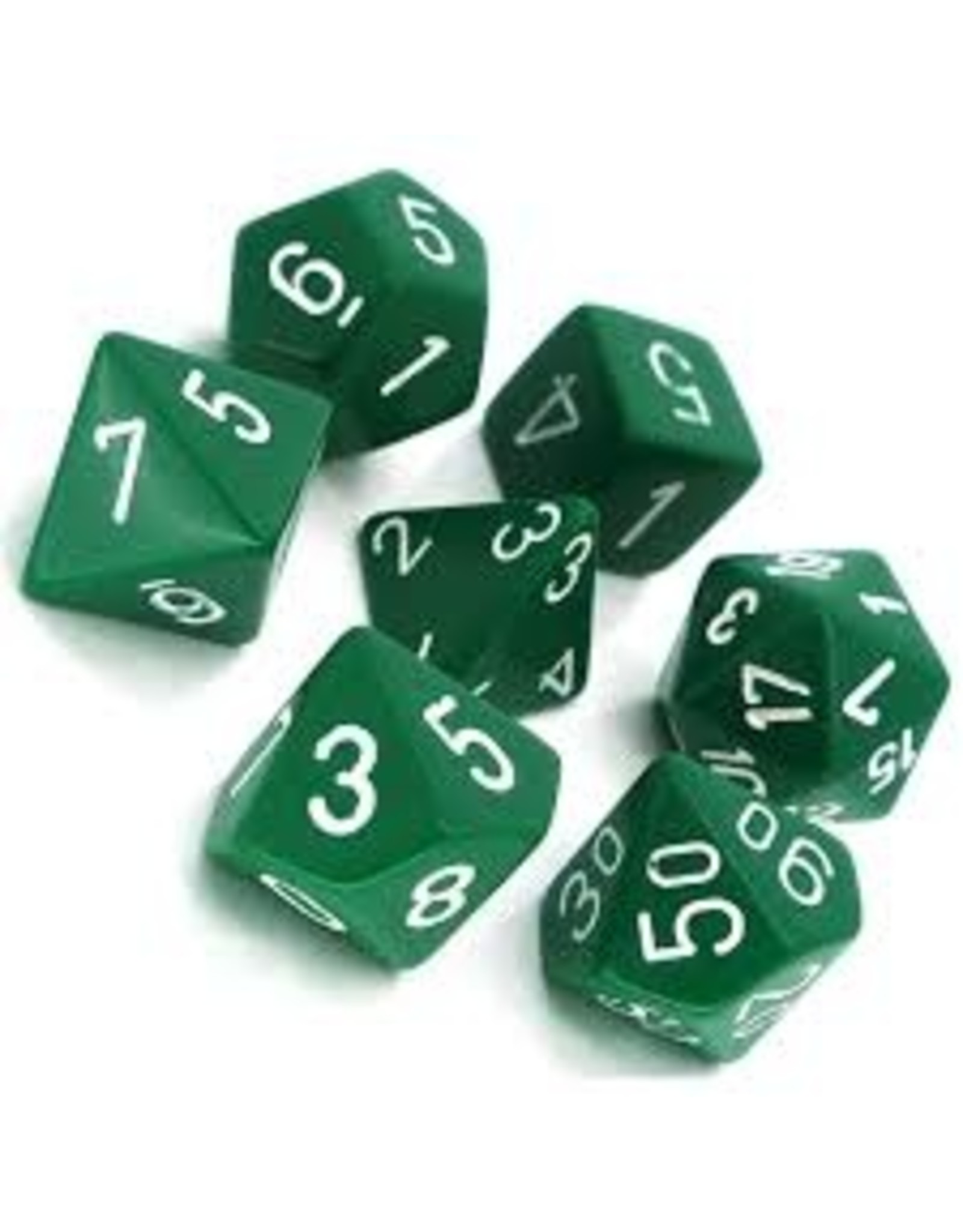 Chessex Opaque: Poly Set Green/White (7)