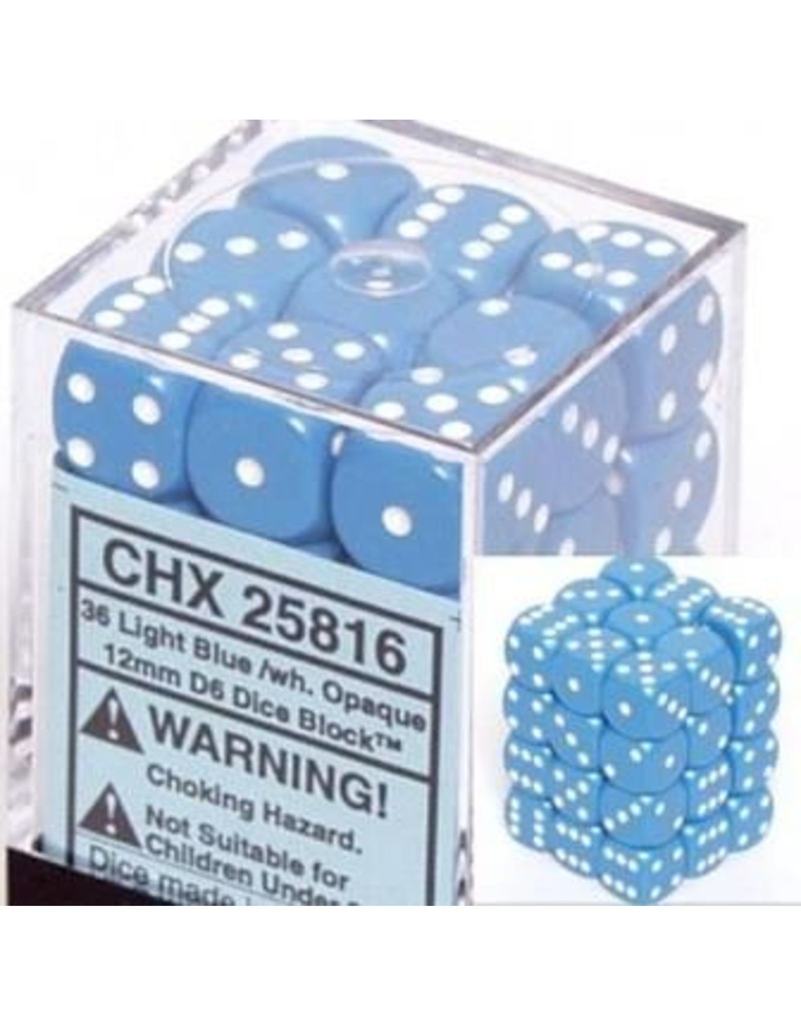 Chessex Light Blue with white 12mm d6 (36)