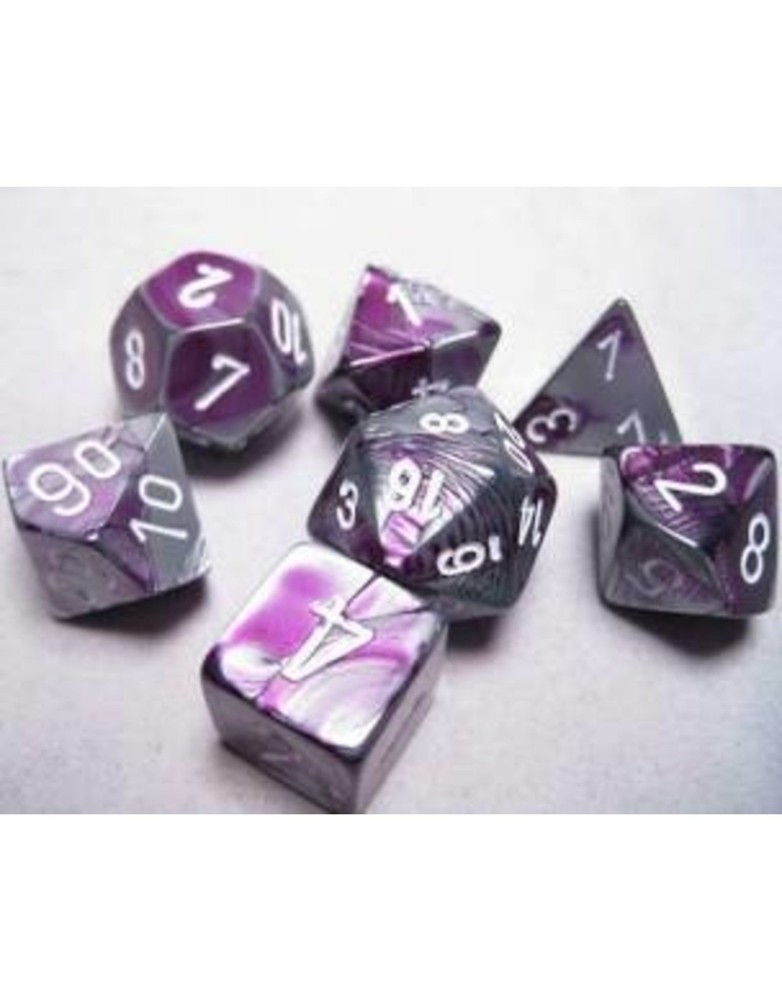 Chessex 7-Set Polyhedral Gemini #2 Purple/Steel with White