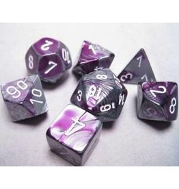 Chessex 7-Set Polyhedral Gemini #2 Purple/Steel with White