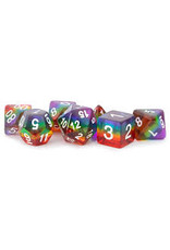 Metallic Dice Games 7-Set Translucent Rainbow with White