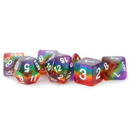 Metallic Dice Games 7-Set Translucent Rainbow with White