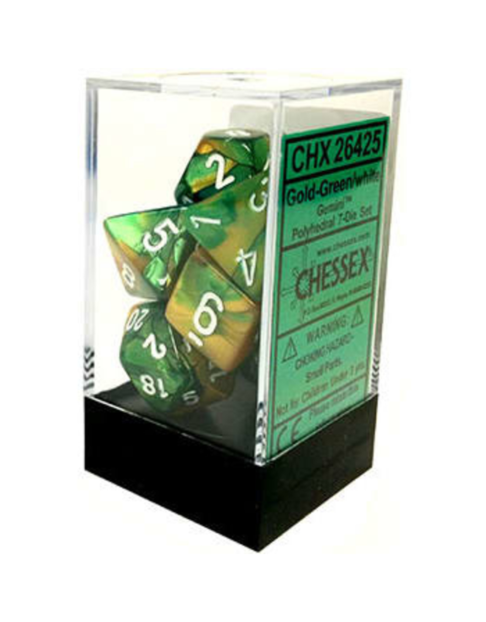 Chessex Gemini: Poly Gold Green/White (7)