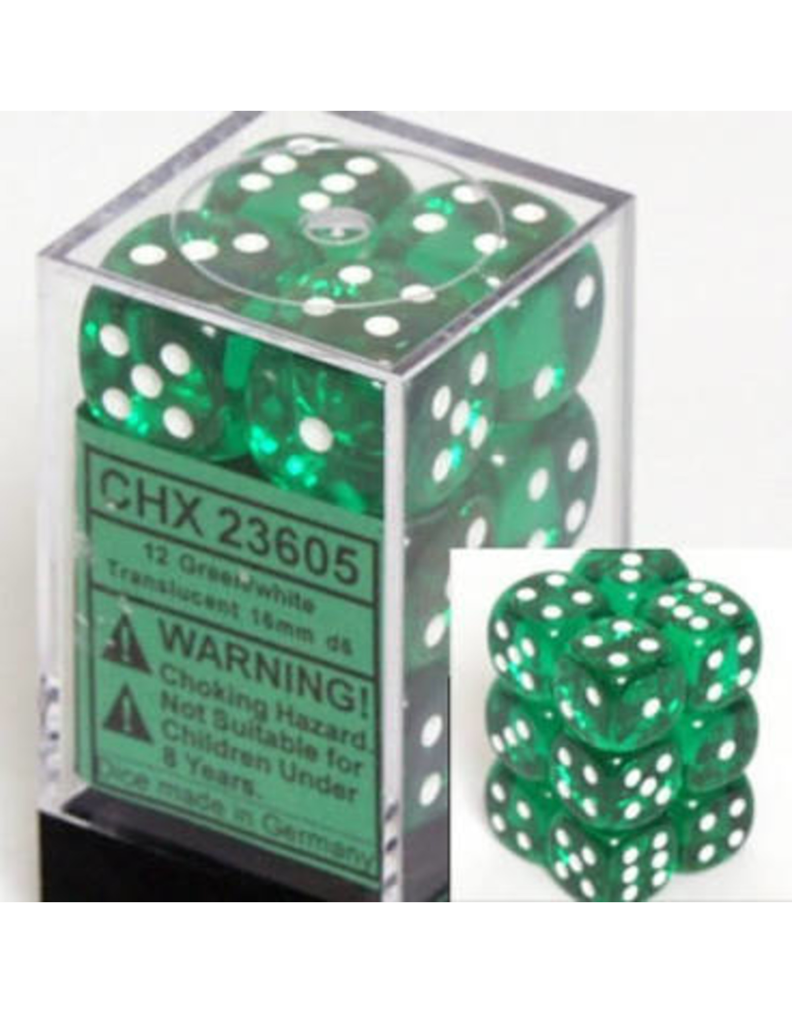 Chessex Translucent Green with White D6