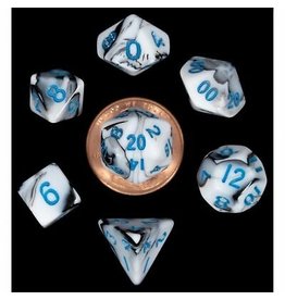 Metallic Dice Games 7-Set: Mini: Marble with Blue