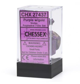 Chessex 7-Set Cube Vortex Purple with Gold