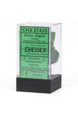 Chessex 7-Set Polyhedral Vortex Dice - Green/Gold