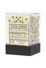 Chessex Ivory w/black Opaque 12mm d6 (36)