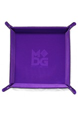 Metallic Dice Games Velvet Folding Dice Tray with Leather Backing 10in x 10in Purple