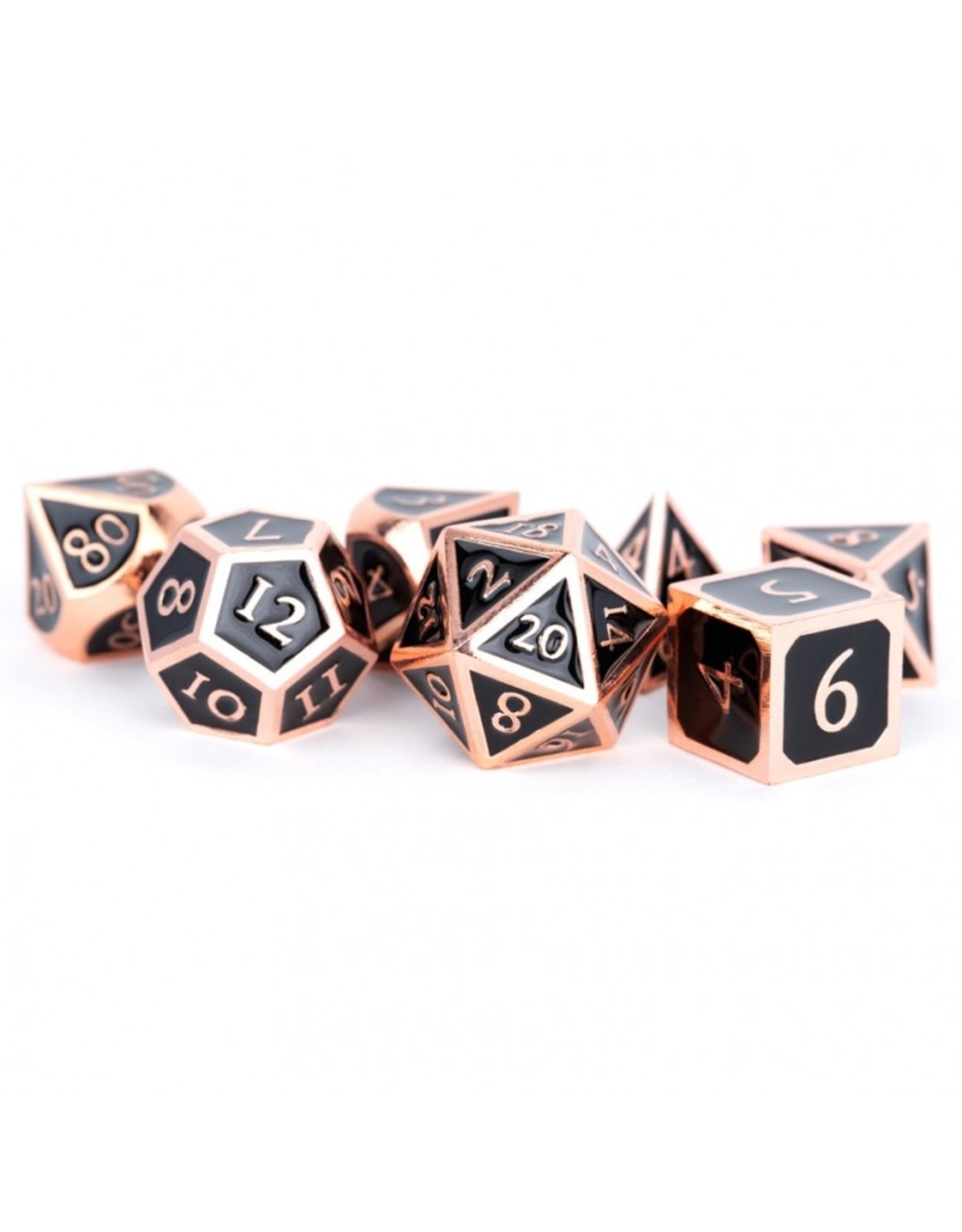Metallic Dice Games 16mm Polyhedral Dice Set Antique Copper with Black Enamel