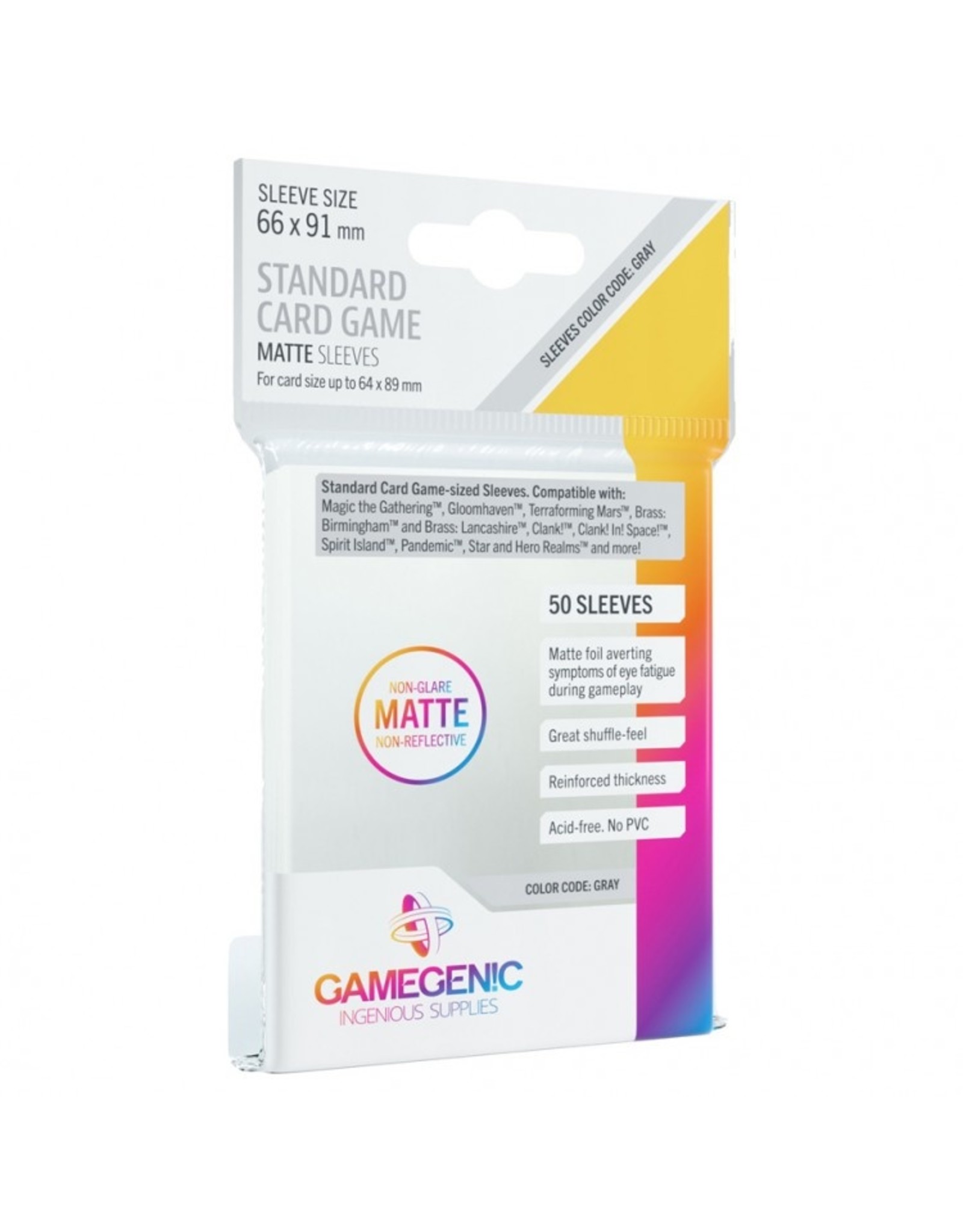 GameGenic Deck Protector: Matte: Standard Card Game Grey (50)