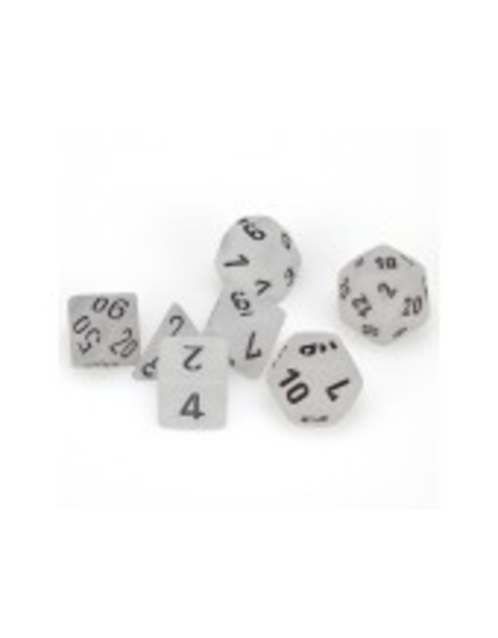 Chessex 7-Set Polyhedral Frosted - Clear/Black
