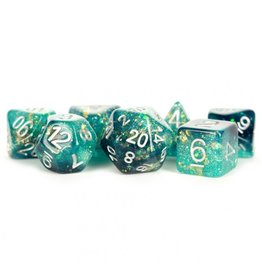 Metallic Dice Games 16mm Eternal Resin Polyhedral Dice Set: Teal/Black (7)