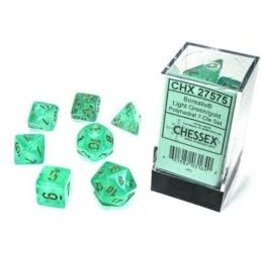 Chessex 7-Set Cube Borealis Luminary Light Green with Gold
