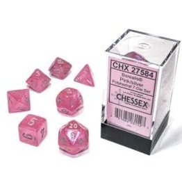 Chessex 7-Set Cube Borealis Luminary Pink with Silver