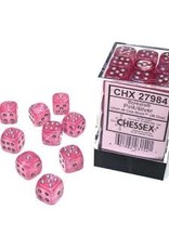 Chessex d6Cube12mm Borealis Luminary Pink with Silver (36)