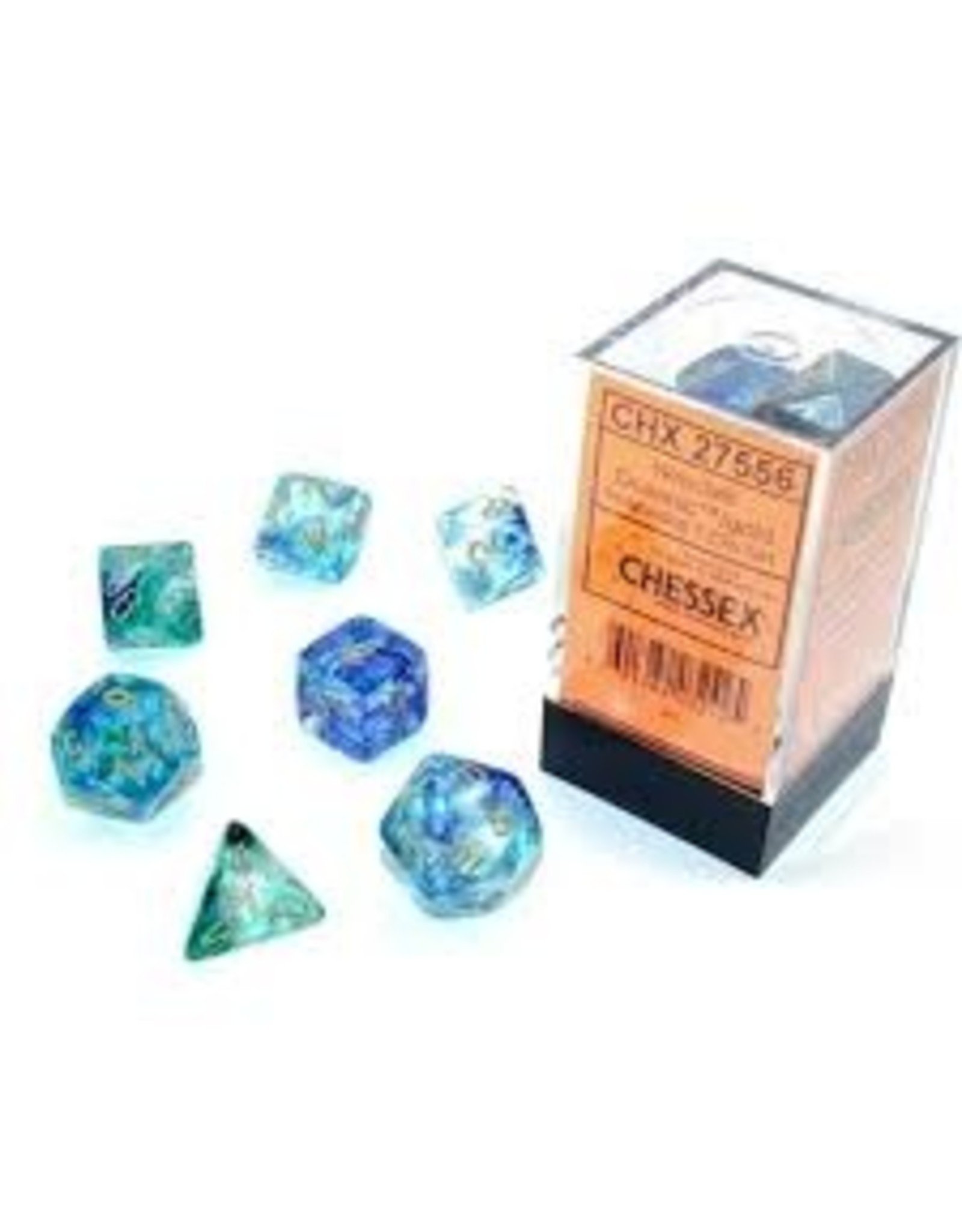 Chessex 7-Set Cube Luminary Nebula Oceanic with Gold