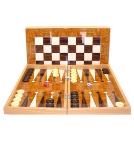 Worldwise Imports Backgammon Set: 19" Burlwood Decoupage